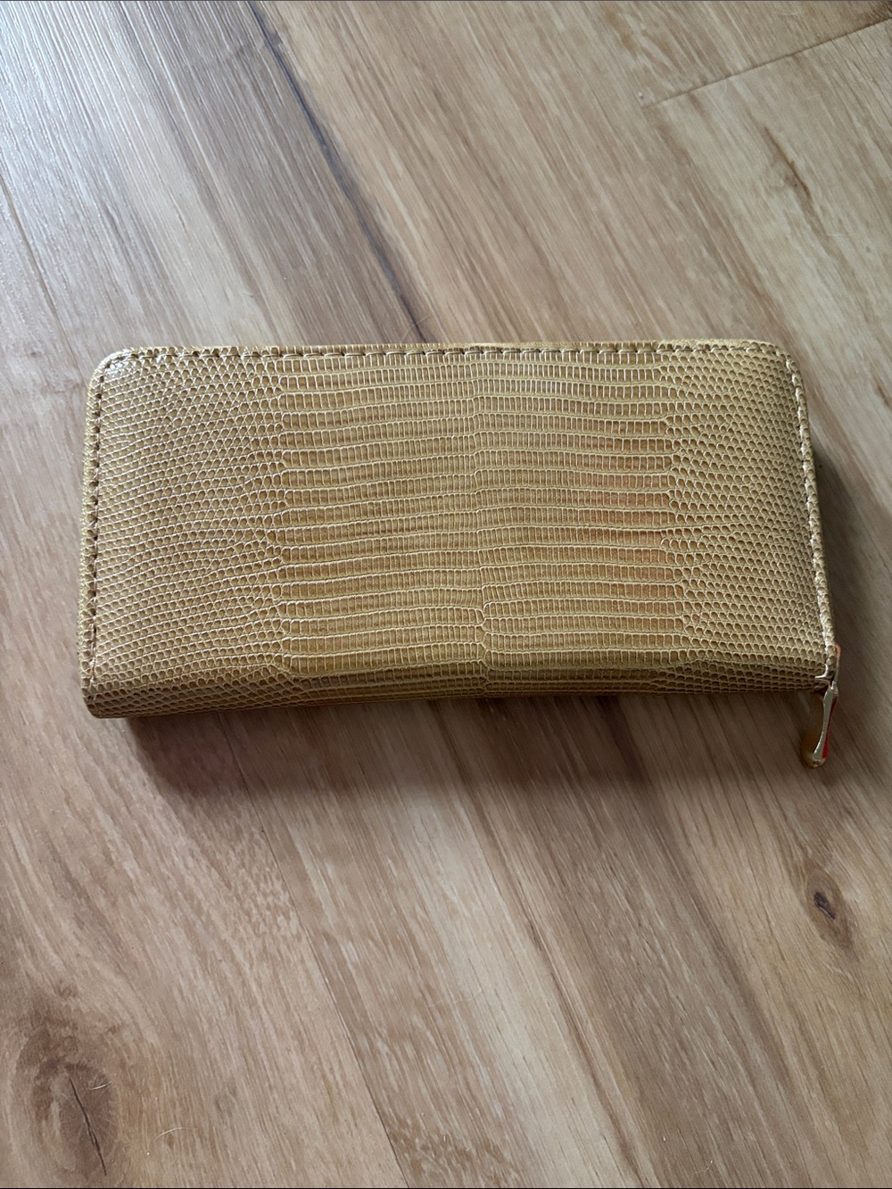 Gold Textured Zip-Around Women's Wallet